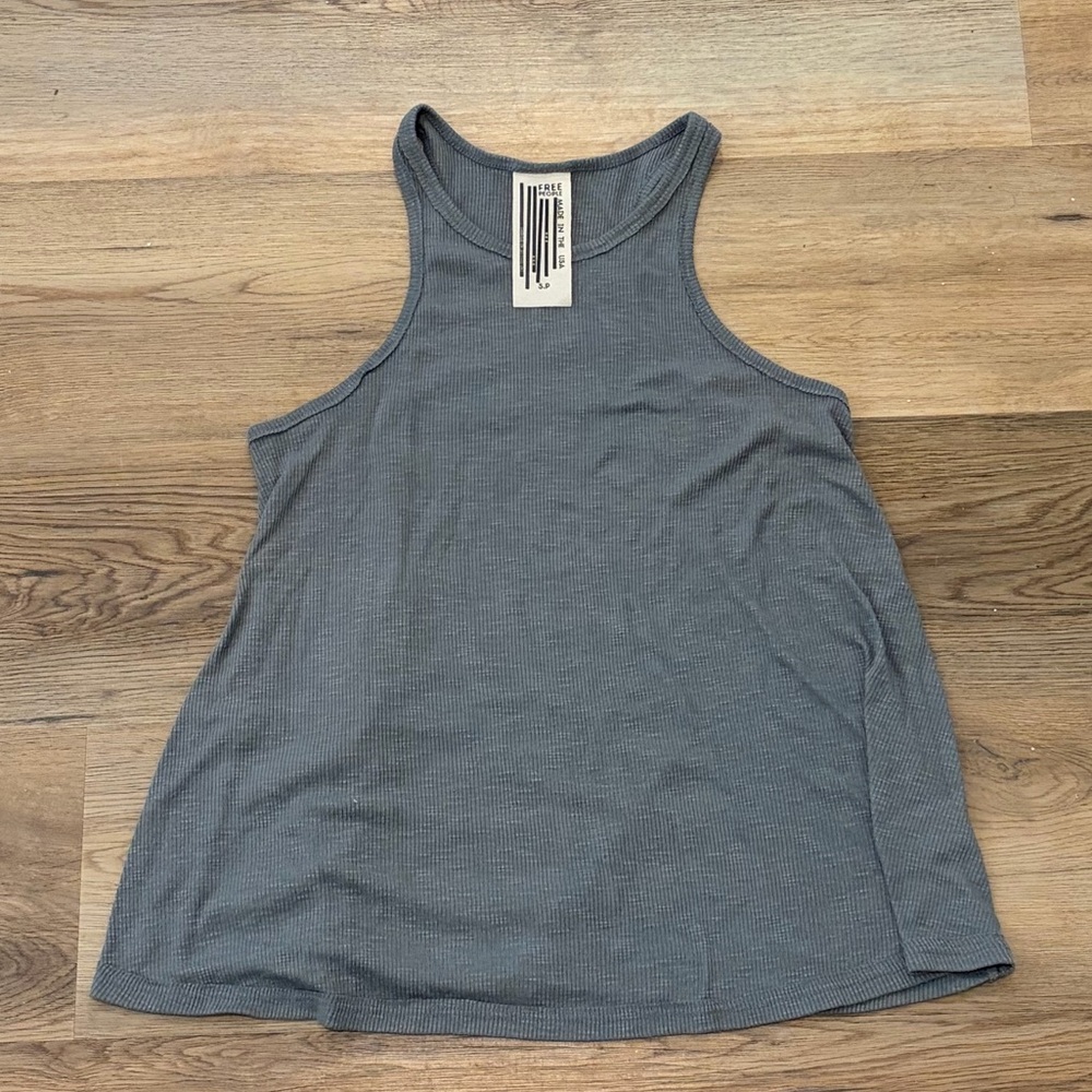 Free People Charcoal Ribbed Tank Top